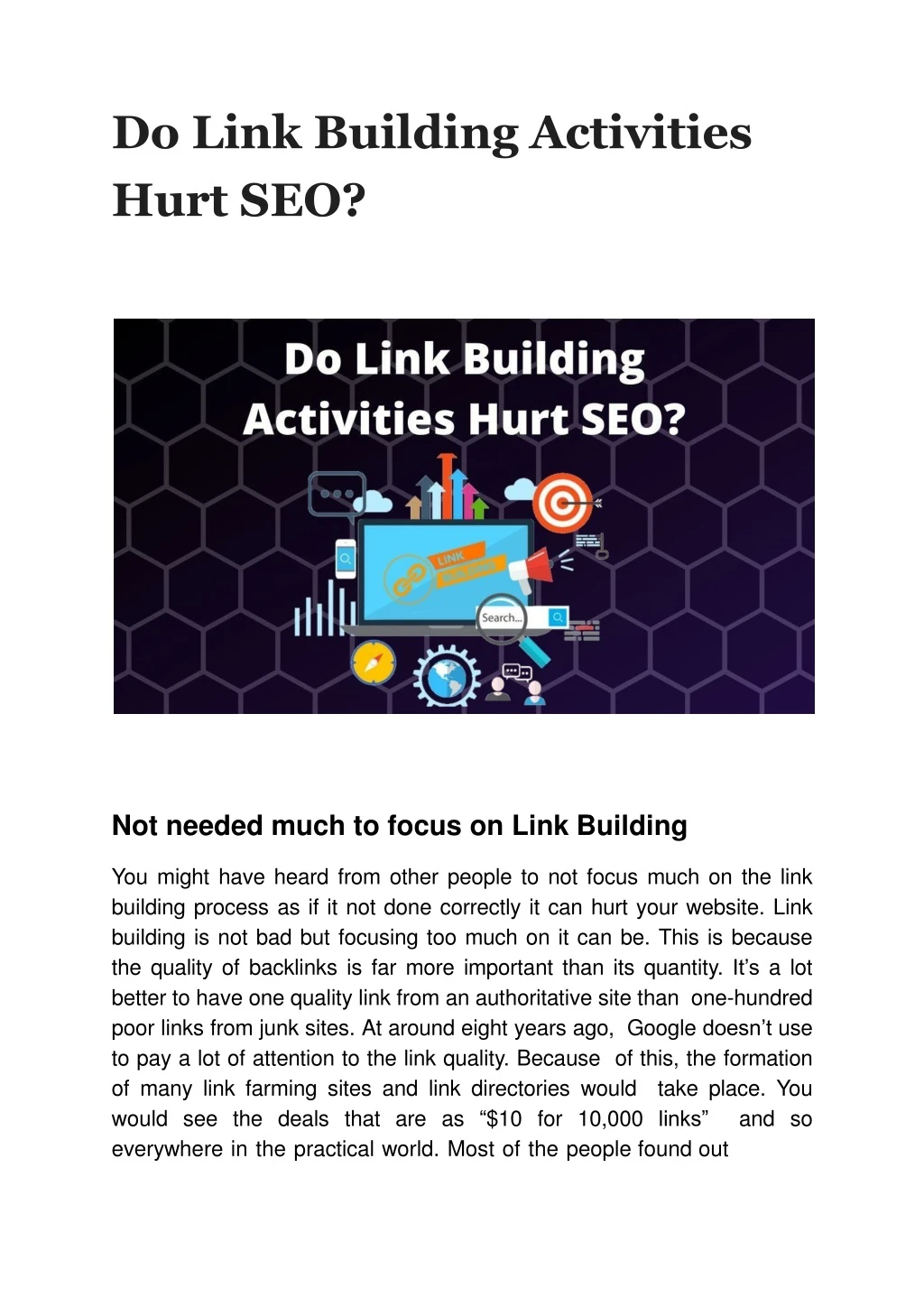do link building activities hurt seo