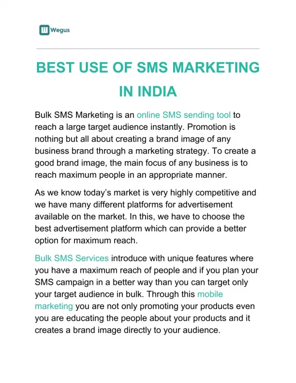BEST USE OF SMS MARKETING IN INDIA