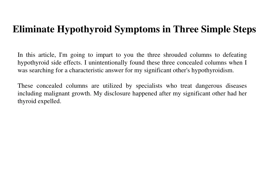 eliminate hypothyroid symptoms in three simple