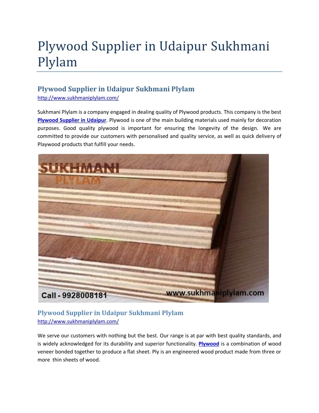 plywood supplier in udaipur sukhmani plylam