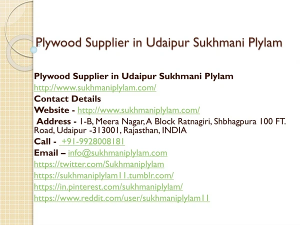 Plywood Supplier in Udaipur Sukhmani Plylam
