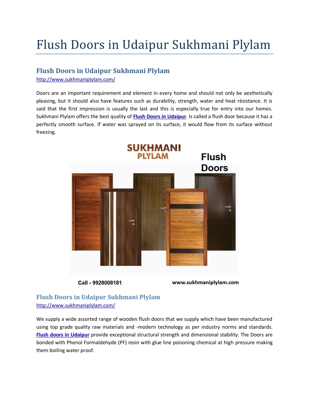 flush doors in udaipur sukhmani plylam