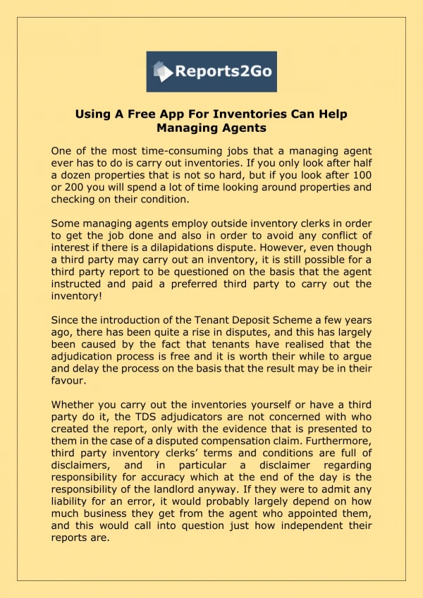 Using A Free App For Inventories Can Help Managing Agents
