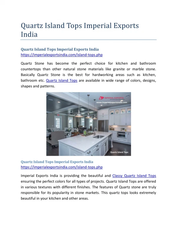 Quartz Island Tops Imperial Exports India