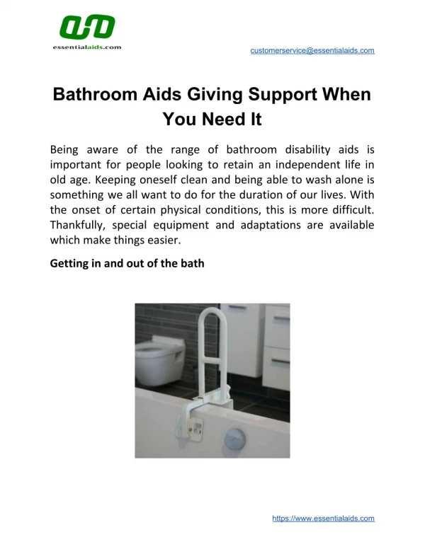 Bathroom Aids Giving Support When You Need It