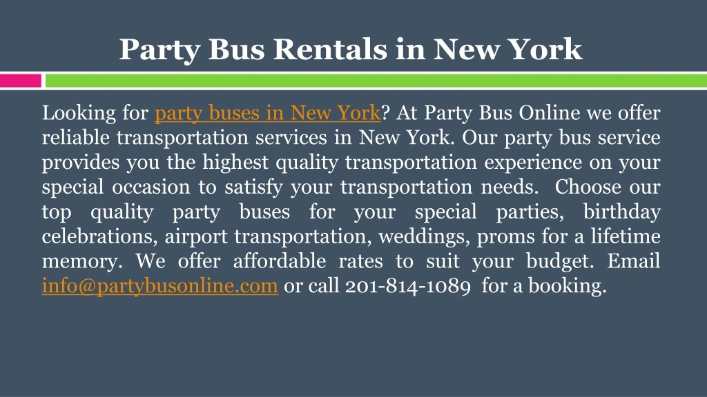 party bus rentals in new york