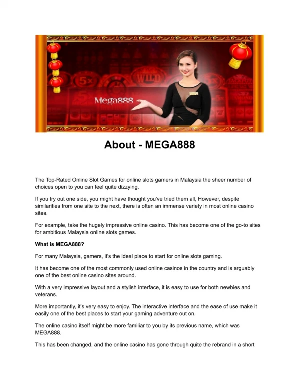 Top 5 Lessons About Mega888 Online Casino To Learn Before You Hit 30