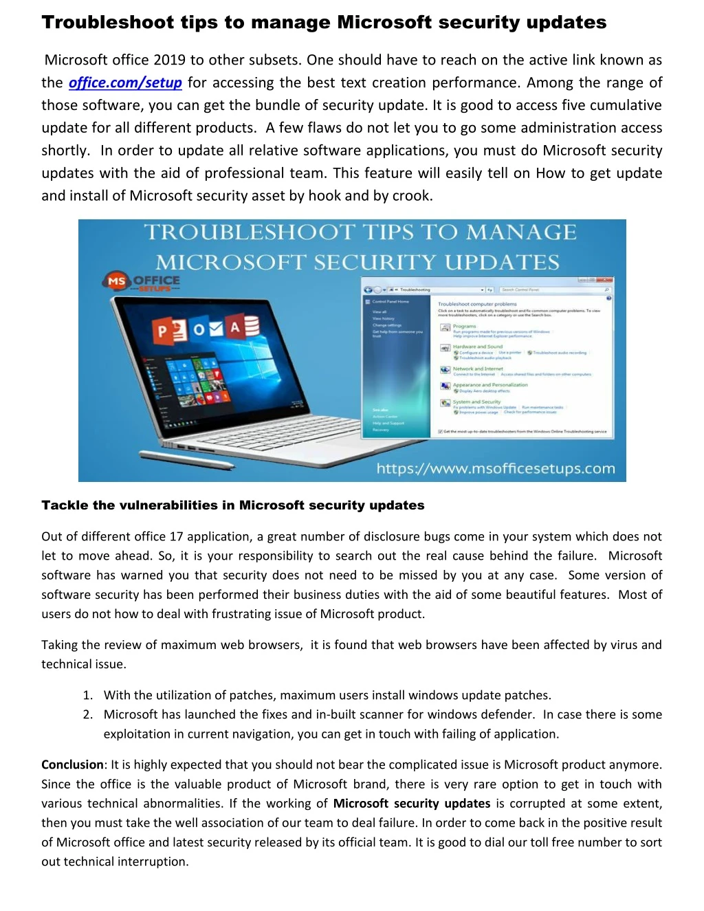 troubleshoot tips to manage microsoft security