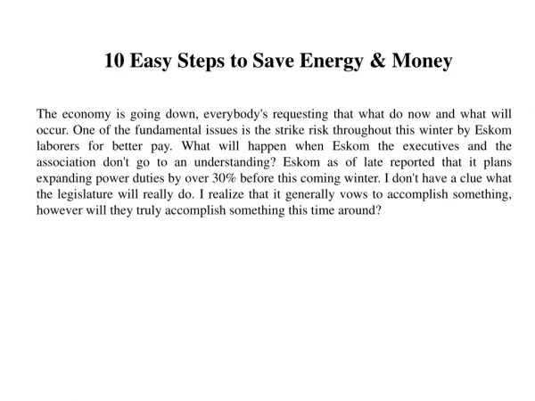 10 Easy Steps to Save Energy & Money