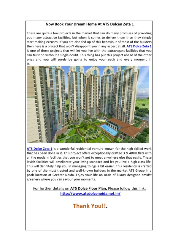 ATS Dolce Beautiful Residency In Greater Noida