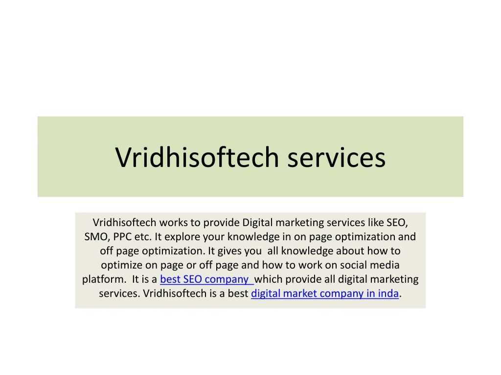 vridhisoftech services
