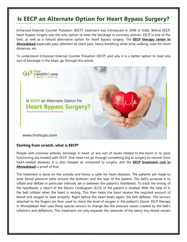 Is EECP an Alternate Option for Heart Bypass Surgery?