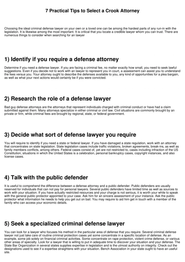 7 Practical Tips to Select a Lawbreaker Attorney