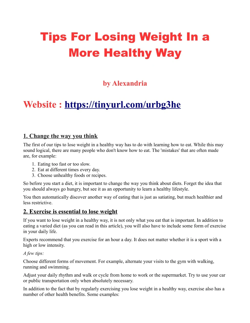 tips for losing weight in a more healthy way