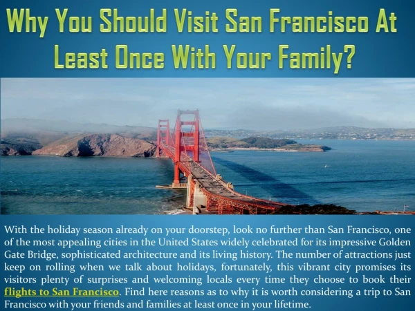 Why You Should Visit San Francisco At Least Once With Your Family?
