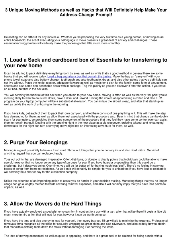 Three Fabulous Moving Techniques and Tricks Which Will Certainly Make Your Address-Change Rapid!