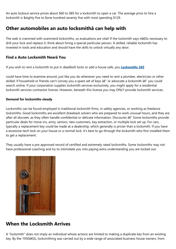 The Intermediate Guide to Locksmiths 365