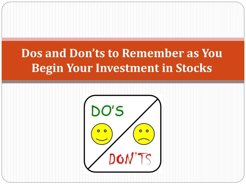 dos and don ts to remember as you begin your investment in stocks