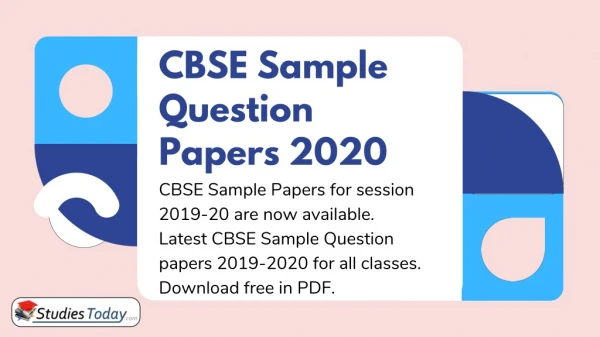 CBSE Sample Question Papers 2020 Free PDF for all classes