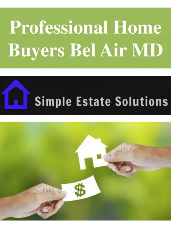 Professional Home Buyers Bel Air MD