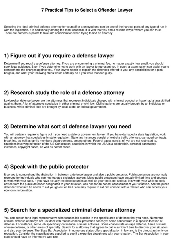 7 Practical Tips to Select a Criminal Attorney