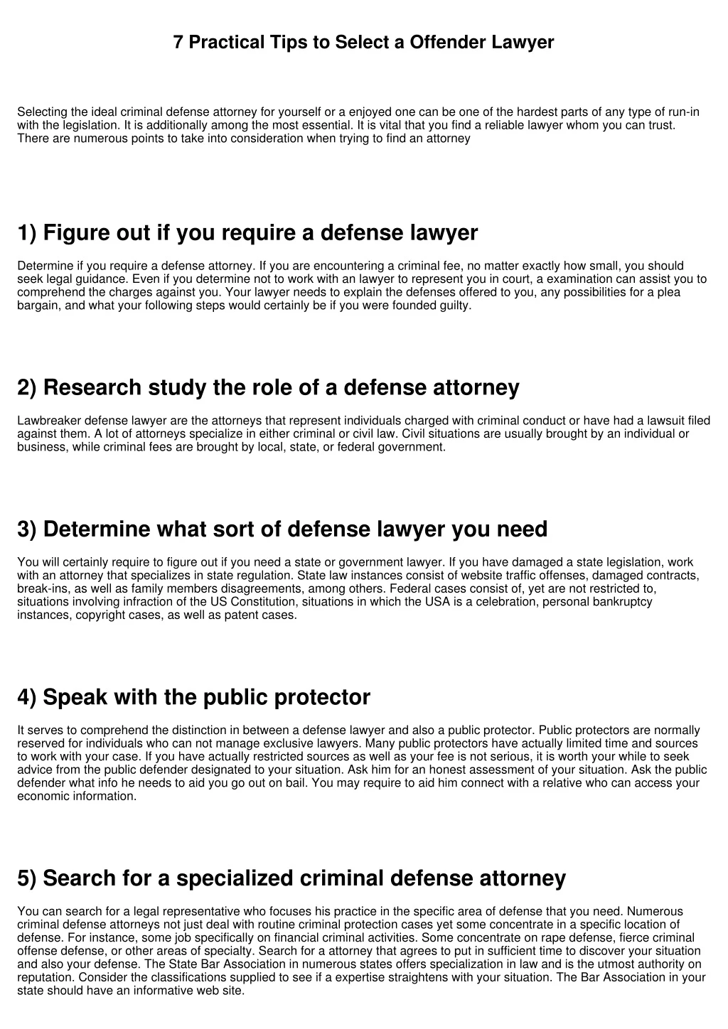 7 practical tips to select a offender lawyer