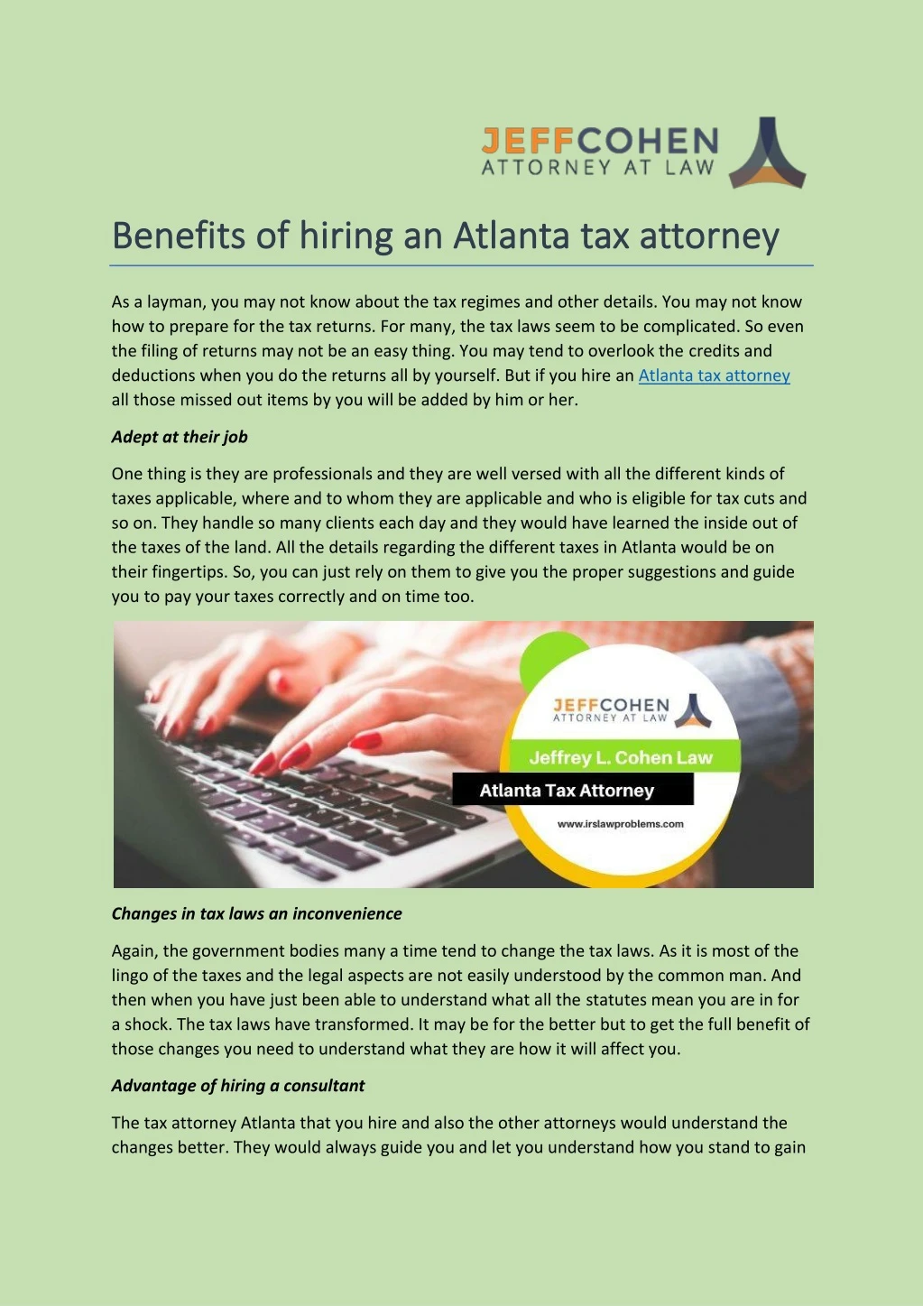 benefits of hiring an atlanta tax attorney