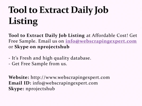 Tool to Extract Daily Job Listing