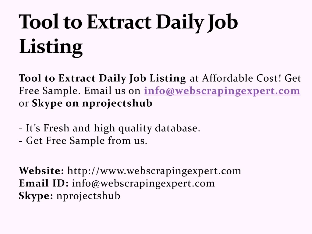 tool to extract daily job listing