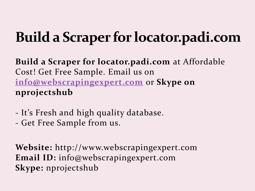 build a scraper for locator padi com