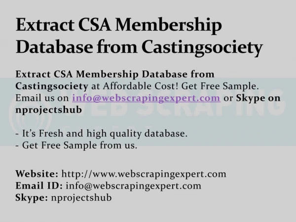 Extract CSA Membership Database from Castingsociety