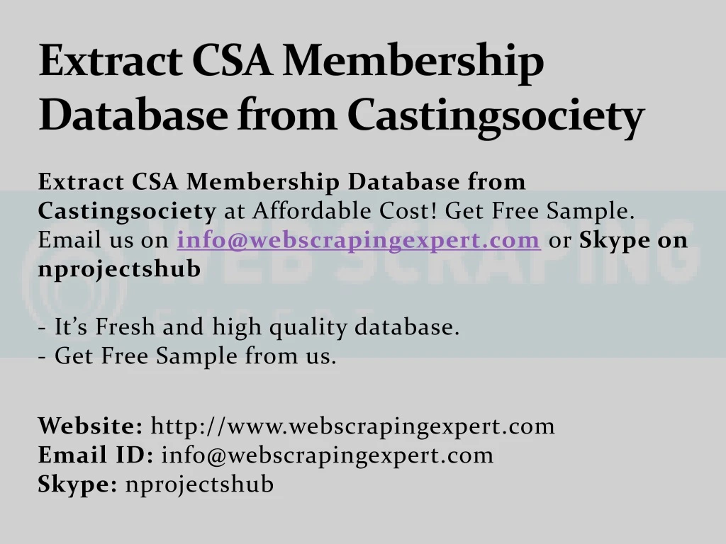 extract csa membership database from castingsociety