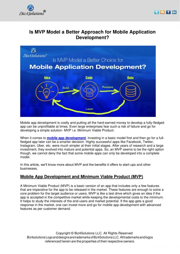 Is MVP Model a Better Approach for Mobile Application Development?
