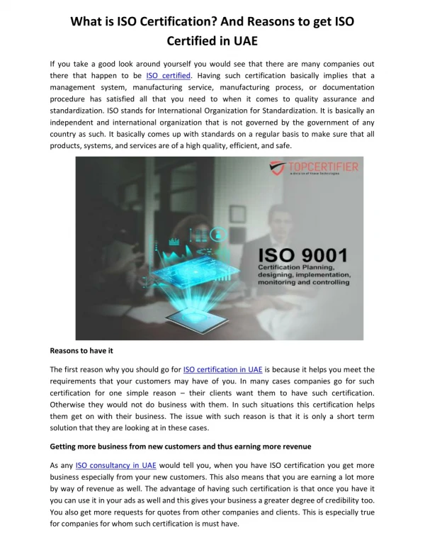 ISO certification in UAE