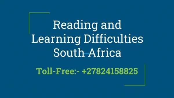 Reading and Learning Difficulties South Africa