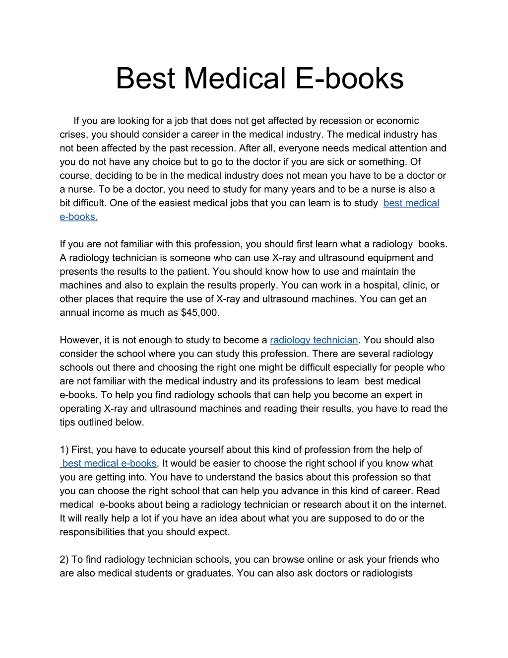 best medical e books