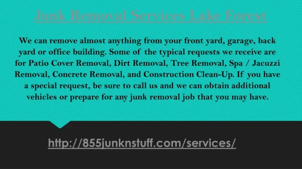 Junk Removal Services Lake Forest CA