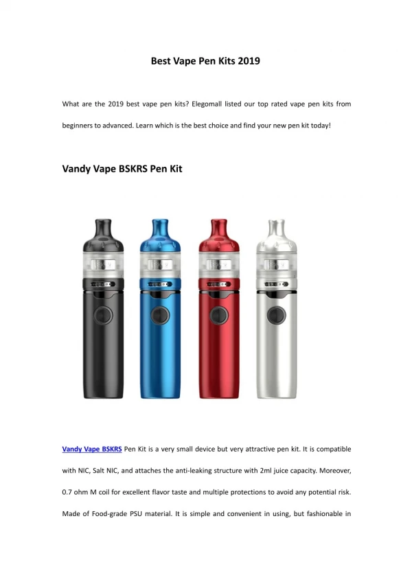 8 Best Vape Pen Kits 2019