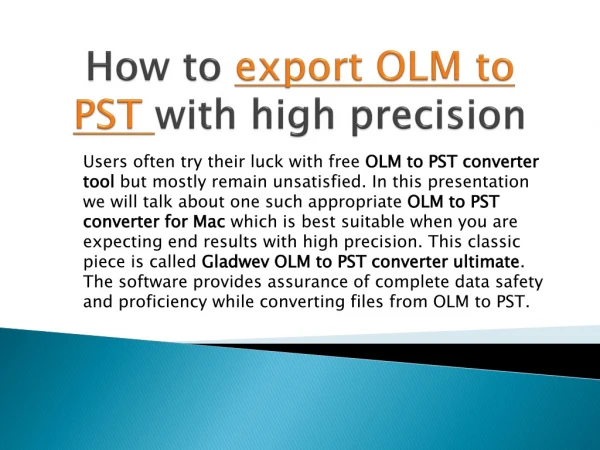 How To Convert Olm To Pst