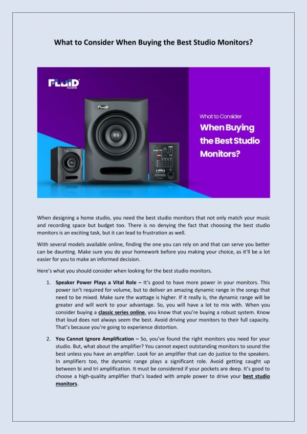 what to consider when buying the best studio