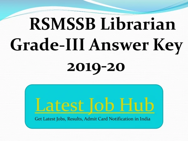 RSMSSB Librarian Grade-III Answer Key 2019-20