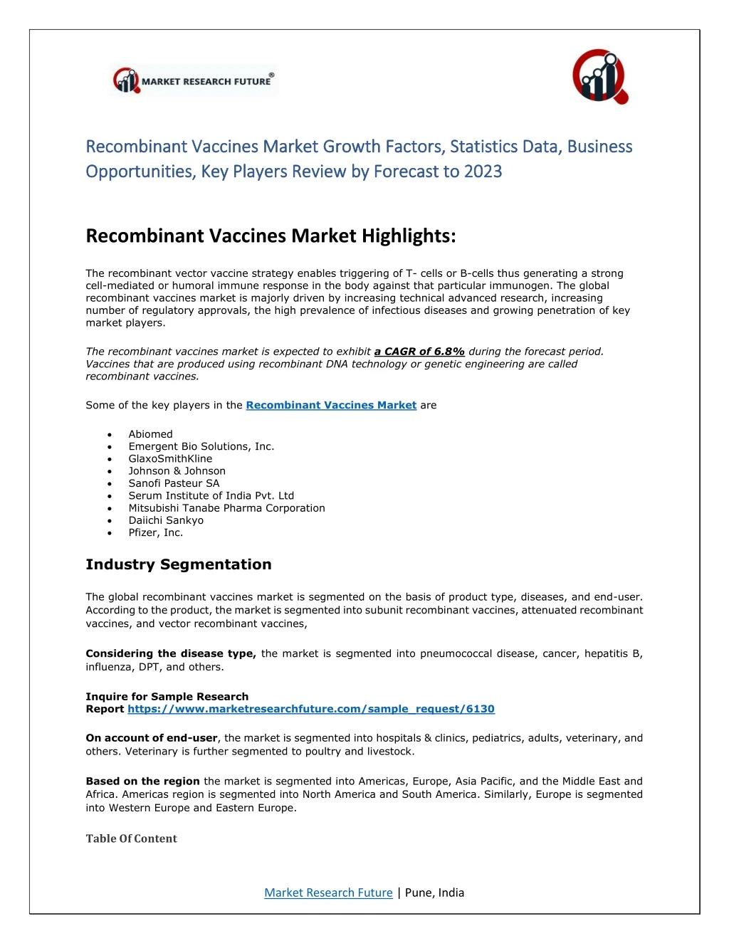 recombinant vaccines market recombinant vaccines