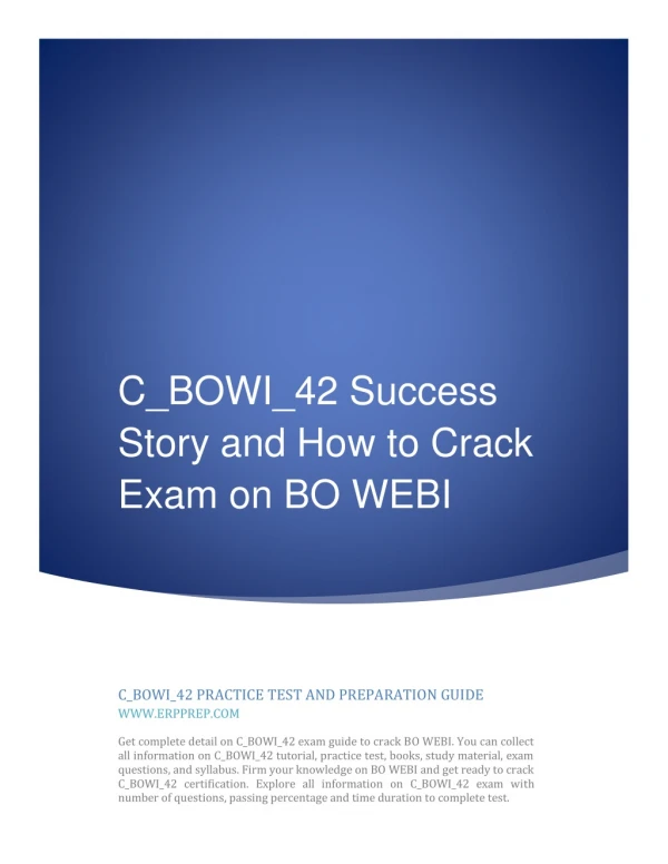 C_BOWI_42 Success Story and How to Crack Exam on BO WEBI