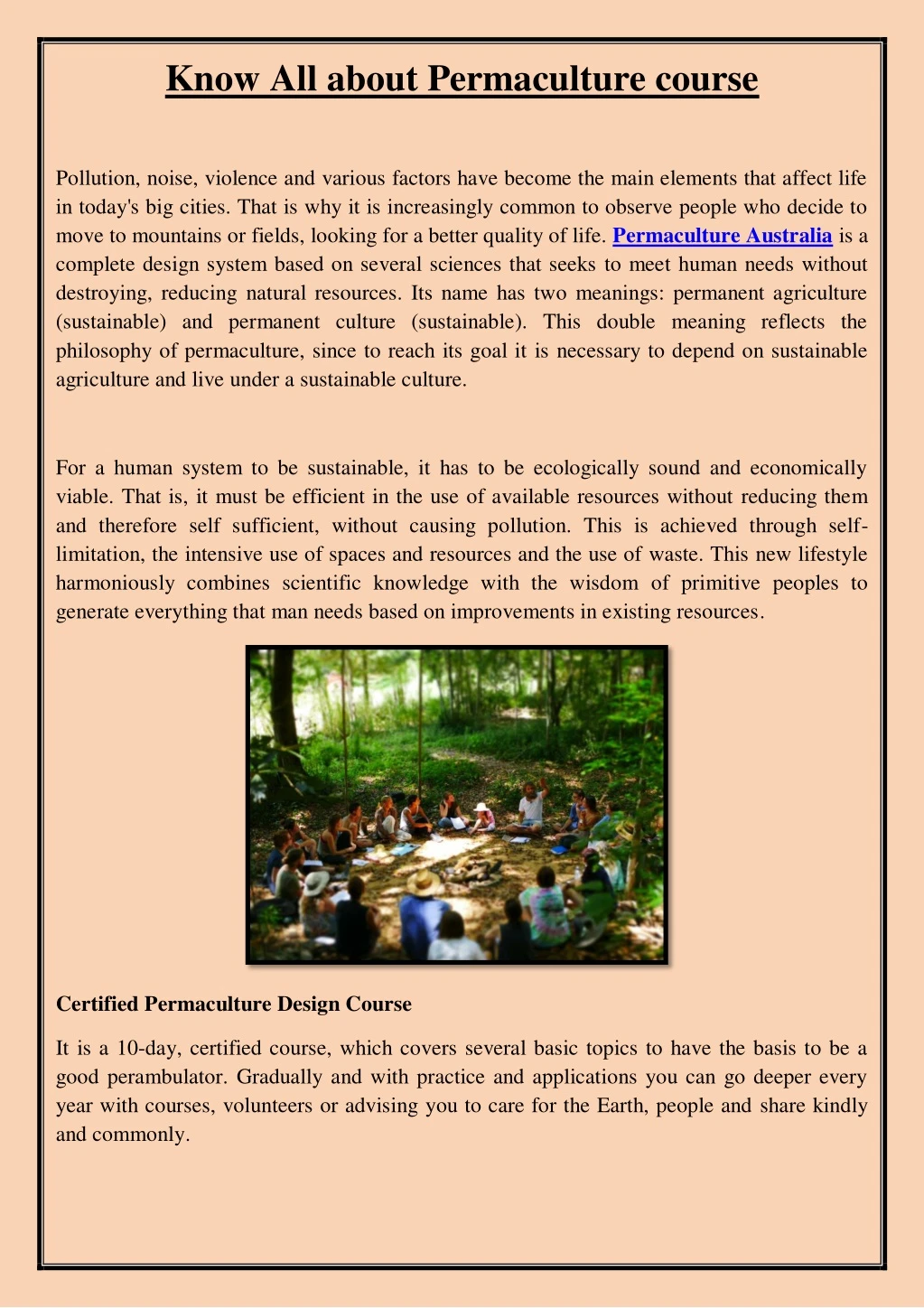 know all about permaculture course