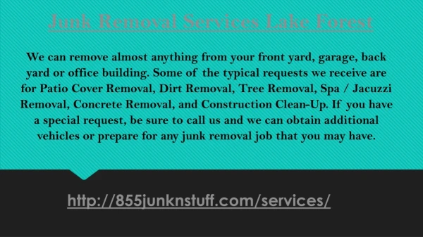 Junk Removal Services Lake Forest CA