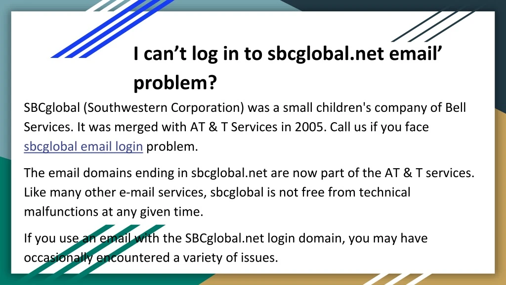 i can t log in to sbcglobal net email problem
