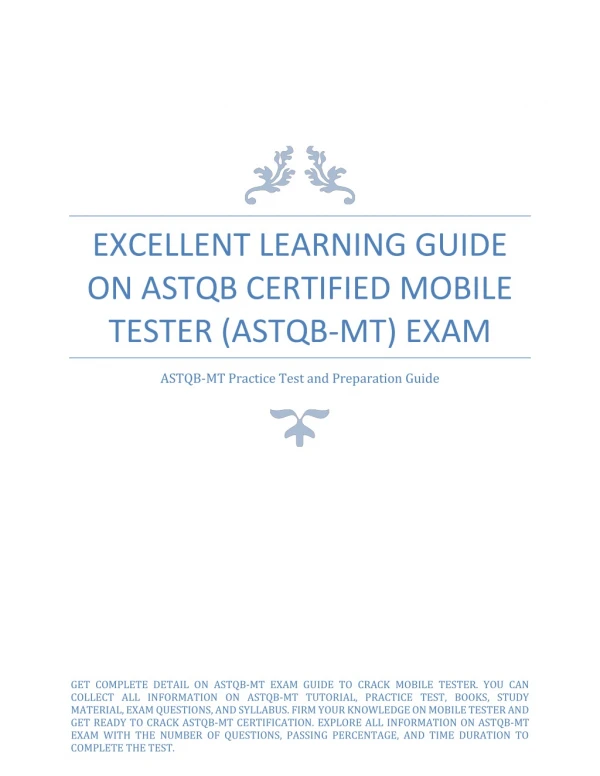 Excellent Learning Guide on ASTQB Certified Mobile Tester (ASTQB-MT) Exam