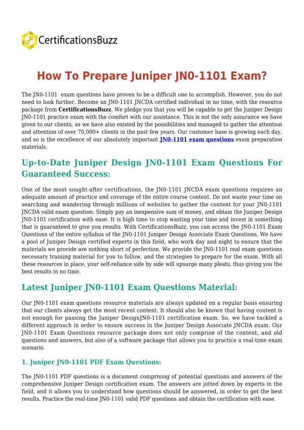 Real Juniper JN0-1101 JNCDA [2019] Exam Practice Questions