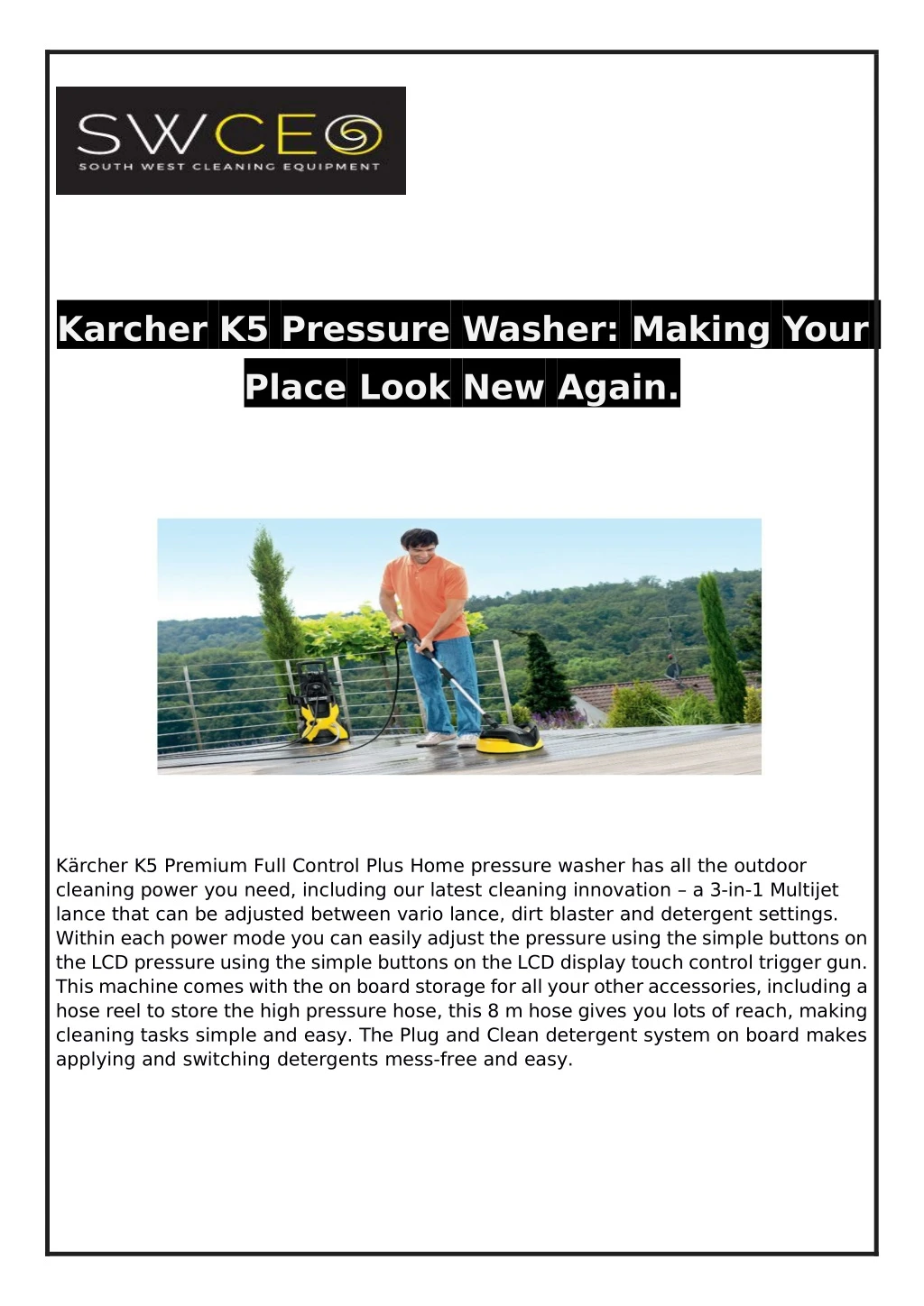 karcher k5 pressure washer making your