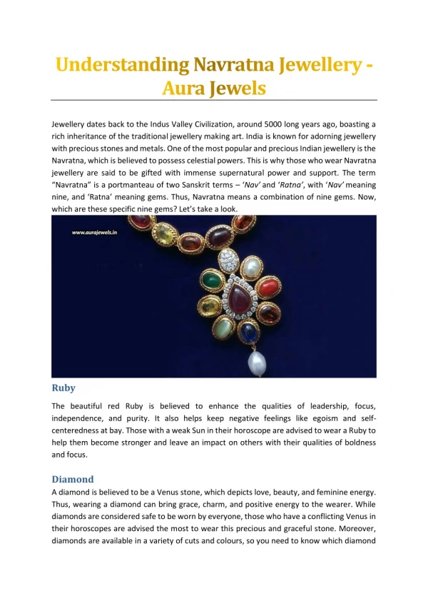 Understanding Navratna Jewellery - Aura Jewels